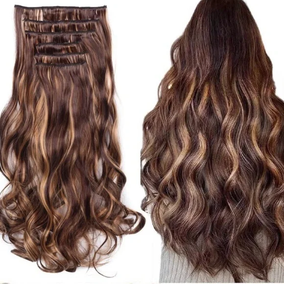 19 inch 16 clips hair extension clip in clip-in hair extensions medium brown. – Irresistible Me main image 4